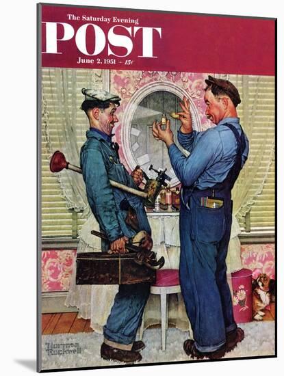 "Plumbers" Saturday Evening Post Cover, June 2,1951-Norman Rockwell-Mounted Giclee Print