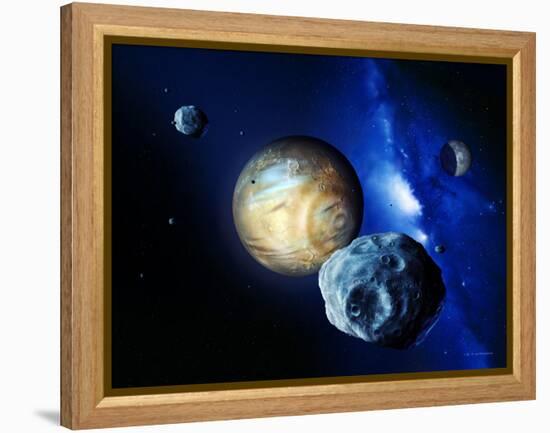 Pluto And Charon And Kuiper Belt-Detlev Van Ravenswaay-Framed Premier Image Canvas