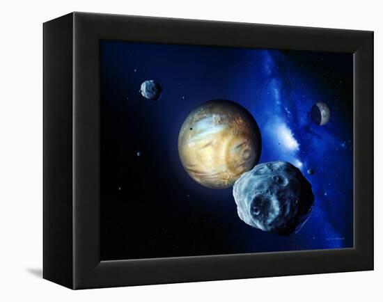 Pluto And Charon And Kuiper Belt-Detlev Van Ravenswaay-Framed Premier Image Canvas