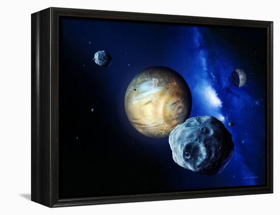 Pluto And Charon And Kuiper Belt-Detlev Van Ravenswaay-Framed Premier Image Canvas