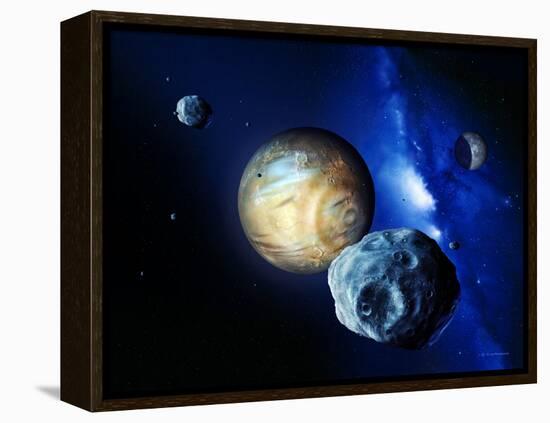 Pluto And Charon And Kuiper Belt-Detlev Van Ravenswaay-Framed Premier Image Canvas