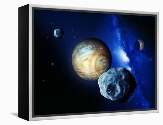 Pluto And Charon And Kuiper Belt-Detlev Van Ravenswaay-Framed Premier Image Canvas