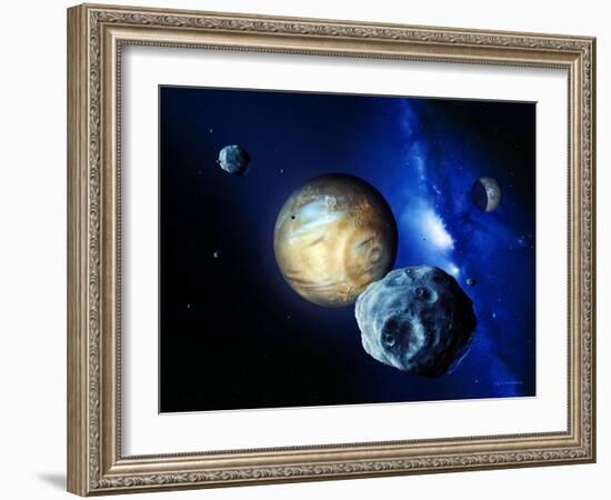 Pluto And Charon And Kuiper Belt-Detlev Van Ravenswaay-Framed Photographic Print