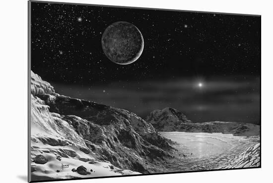 Pluto And Charon - Noir-David A Hardy-Mounted Giclee Print