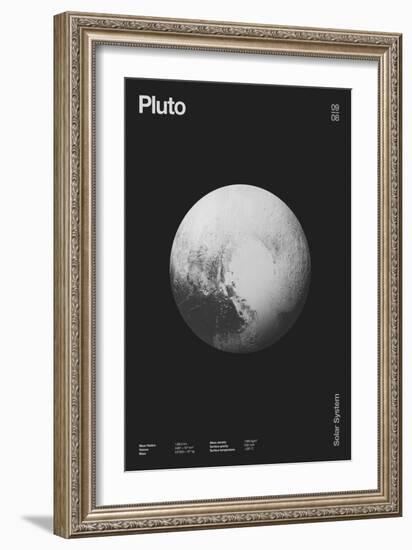 Pluto : Minimal Planets Datas, 2023 (Digital)-Florent Bodart-Framed Giclee Print