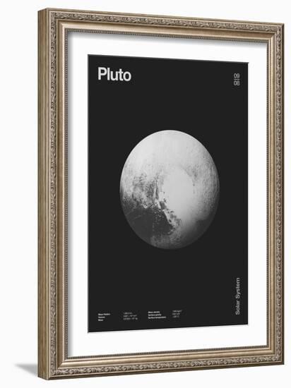 Pluto : Minimal Planets Datas, 2023 (Digital)-Florent Bodart-Framed Premium Giclee Print