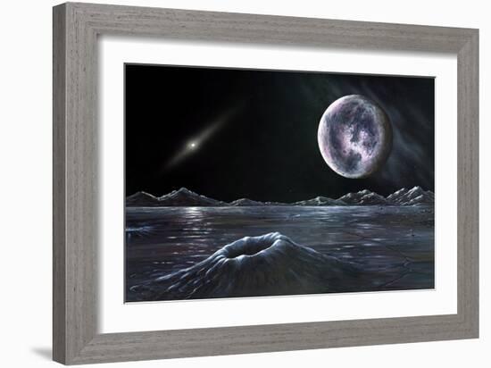 Pluto Seen From Charon, Artwork-Richard Bizley-Framed Photographic Print