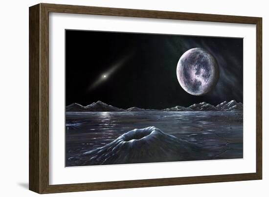 Pluto Seen From Charon, Artwork-Richard Bizley-Framed Photographic Print