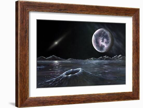 Pluto Seen From Charon, Artwork-Richard Bizley-Framed Photographic Print