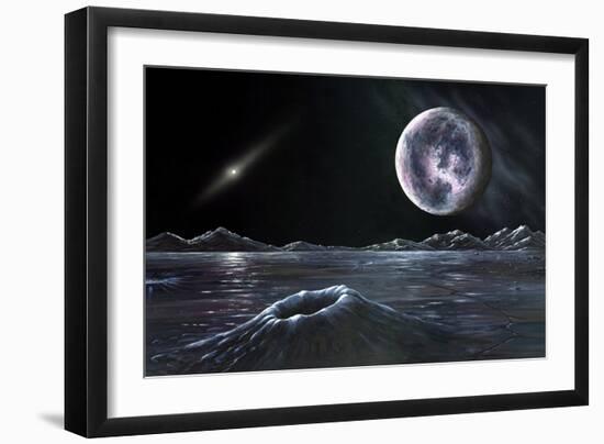 Pluto Seen From Charon, Artwork-Richard Bizley-Framed Photographic Print