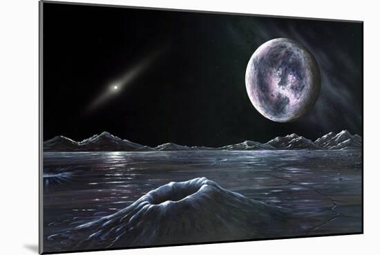 Pluto Seen From Charon, Artwork-Richard Bizley-Mounted Photographic Print