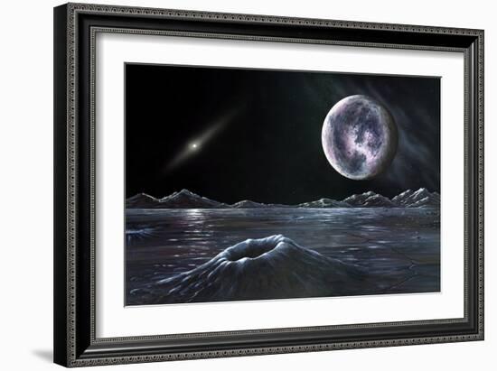 Pluto Seen From Charon, Artwork-Richard Bizley-Framed Photographic Print