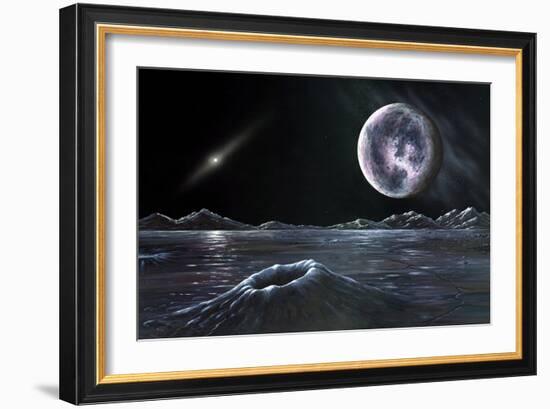 Pluto Seen From Charon, Artwork-Richard Bizley-Framed Photographic Print