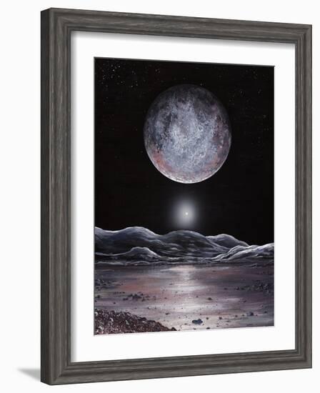 Pluto Seen From Charon, Artwork-Richard Bizley-Framed Photographic Print