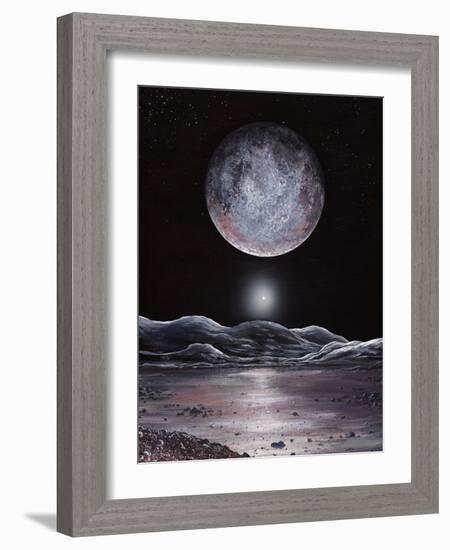 Pluto Seen From Charon, Artwork-Richard Bizley-Framed Photographic Print