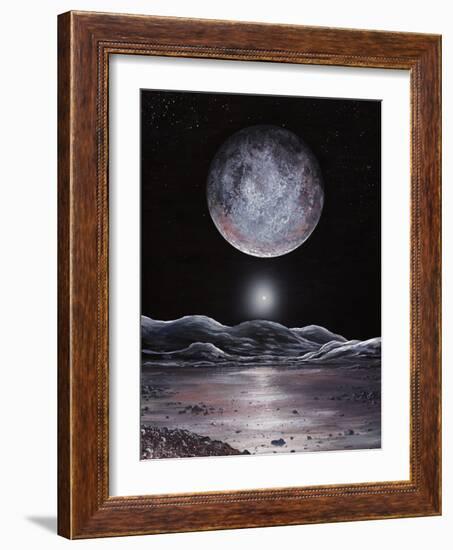 Pluto Seen From Charon, Artwork-Richard Bizley-Framed Photographic Print