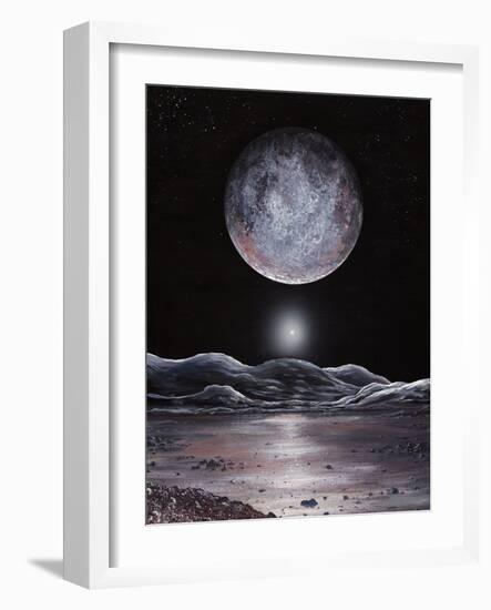 Pluto Seen From Charon, Artwork-Richard Bizley-Framed Photographic Print