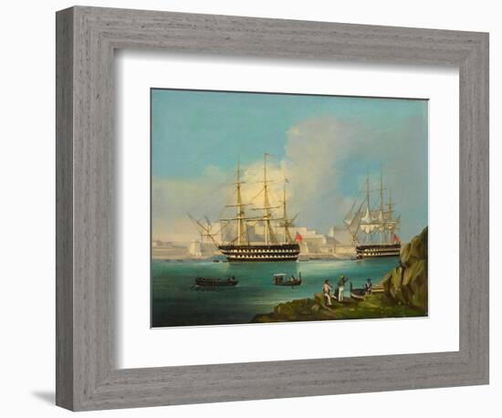 Plymouth Harbour with Shipping-null-Framed Giclee Print