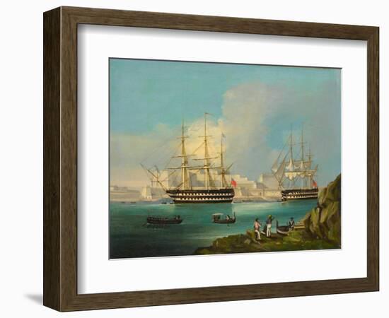 Plymouth Harbour with Shipping-null-Framed Giclee Print