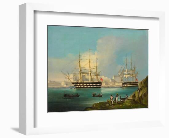 Plymouth Harbour with Shipping-null-Framed Giclee Print