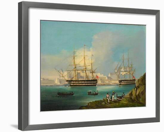 Plymouth Harbour with Shipping-null-Framed Giclee Print