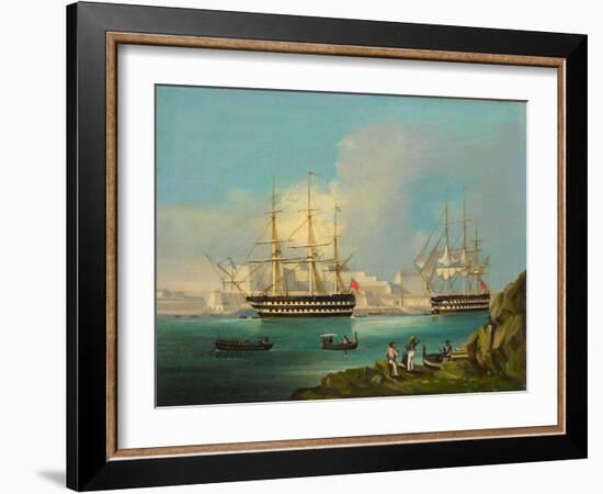 Plymouth Harbour with Shipping-null-Framed Giclee Print