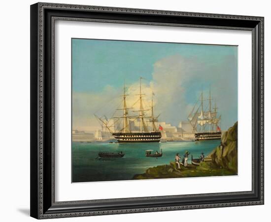 Plymouth Harbour with Shipping-null-Framed Giclee Print