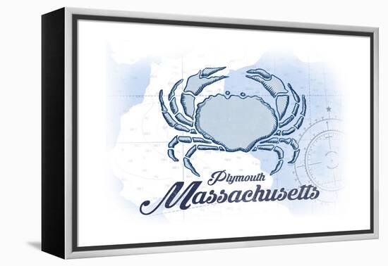Plymouth, Massachusetts - Crab - Blue - Coastal Icon-Lantern Press-Framed Stretched Canvas