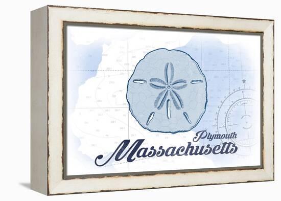 Plymouth, Massachusetts - Sand Dollar - Blue - Coastal Icon-Lantern Press-Framed Stretched Canvas