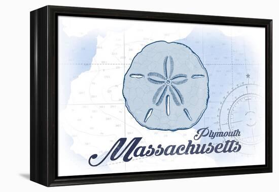 Plymouth, Massachusetts - Sand Dollar - Blue - Coastal Icon-Lantern Press-Framed Stretched Canvas