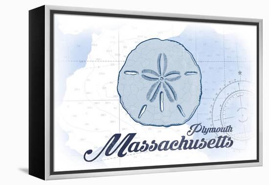 Plymouth, Massachusetts - Sand Dollar - Blue - Coastal Icon-Lantern Press-Framed Stretched Canvas