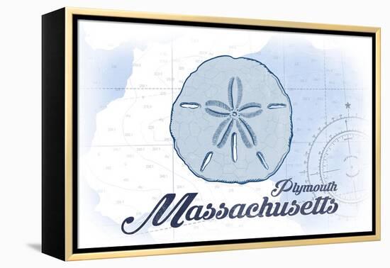 Plymouth, Massachusetts - Sand Dollar - Blue - Coastal Icon-Lantern Press-Framed Stretched Canvas
