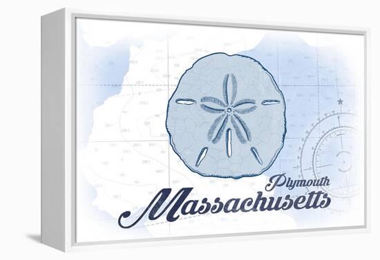 Plymouth, Massachusetts - Sand Dollar - Blue - Coastal Icon-Lantern Press-Framed Stretched Canvas