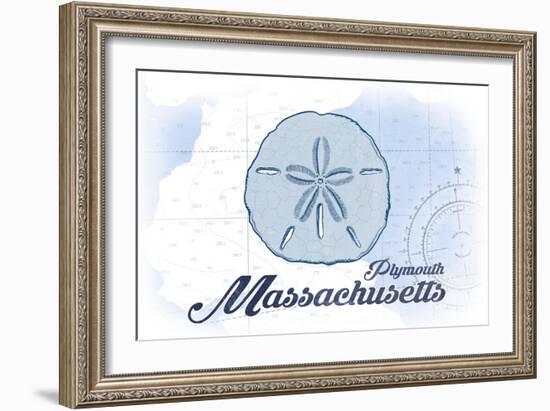 Plymouth, Massachusetts - Sand Dollar - Blue - Coastal Icon-Lantern Press-Framed Art Print