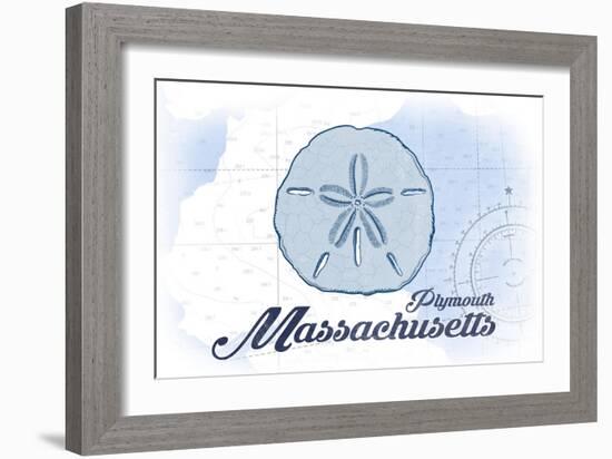 Plymouth, Massachusetts - Sand Dollar - Blue - Coastal Icon-Lantern Press-Framed Art Print