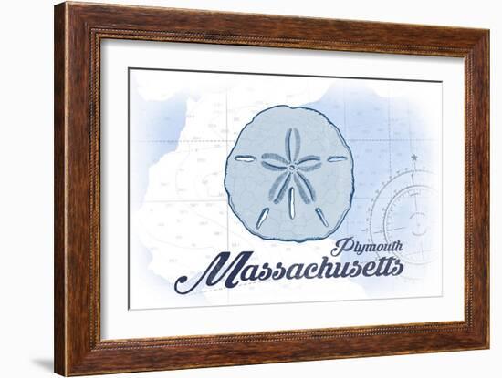 Plymouth, Massachusetts - Sand Dollar - Blue - Coastal Icon-Lantern Press-Framed Art Print