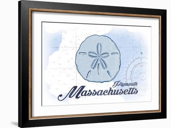 Plymouth, Massachusetts - Sand Dollar - Blue - Coastal Icon-Lantern Press-Framed Art Print