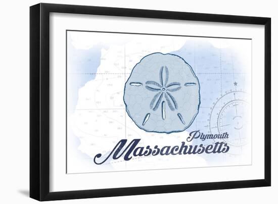Plymouth, Massachusetts - Sand Dollar - Blue - Coastal Icon-Lantern Press-Framed Art Print