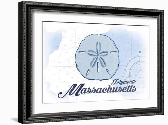 Plymouth, Massachusetts - Sand Dollar - Blue - Coastal Icon-Lantern Press-Framed Art Print