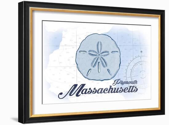 Plymouth, Massachusetts - Sand Dollar - Blue - Coastal Icon-Lantern Press-Framed Art Print