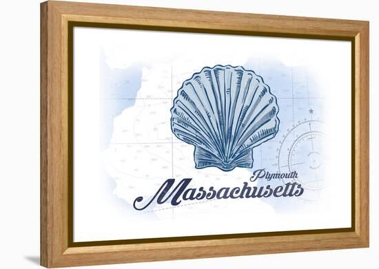 Plymouth, Massachusetts - Scallop Shell - Blue - Coastal Icon-Lantern Press-Framed Stretched Canvas