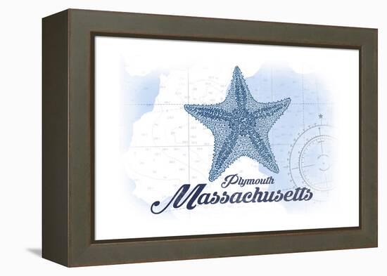 Plymouth, Massachusetts - Starfish - Blue - Coastal Icon-Lantern Press-Framed Stretched Canvas