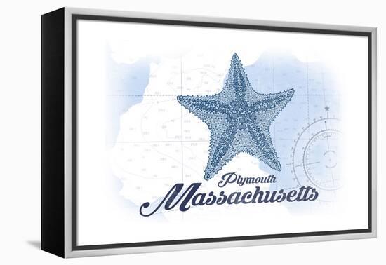 Plymouth, Massachusetts - Starfish - Blue - Coastal Icon-Lantern Press-Framed Stretched Canvas