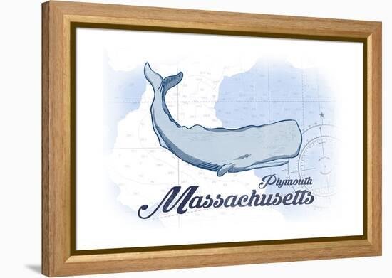 Plymouth, Massachusetts - Whale - Blue - Coastal Icon-Lantern Press-Framed Stretched Canvas