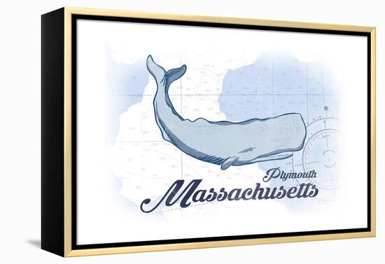 Plymouth, Massachusetts - Whale - Blue - Coastal Icon-Lantern Press-Framed Stretched Canvas