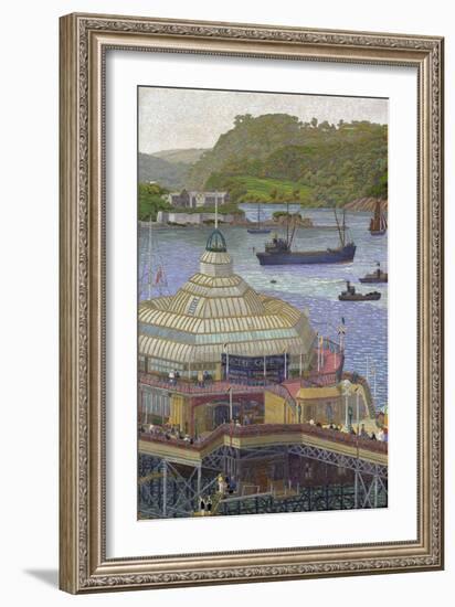 Plymouth Pier from the Hoe, 1923 (Oil on Canvas)-Charles Ginner-Framed Giclee Print