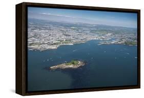Plymouth with Drakes Island in Foreground, Devon, England, United Kingdom, Europe-Dan Burton-Framed Premier Image Canvas