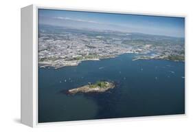 Plymouth with Drakes Island in Foreground, Devon, England, United Kingdom, Europe-Dan Burton-Framed Premier Image Canvas