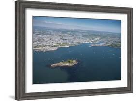 Plymouth with Drakes Island in Foreground, Devon, England, United Kingdom, Europe-Dan Burton-Framed Photographic Print