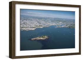 Plymouth with Drakes Island in Foreground, Devon, England, United Kingdom, Europe-Dan Burton-Framed Photographic Print